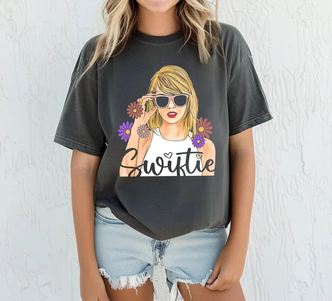 T-shirt à col ras du cou et capuche Taylor The Eras Tour Flower Little Swiftie, HP-099