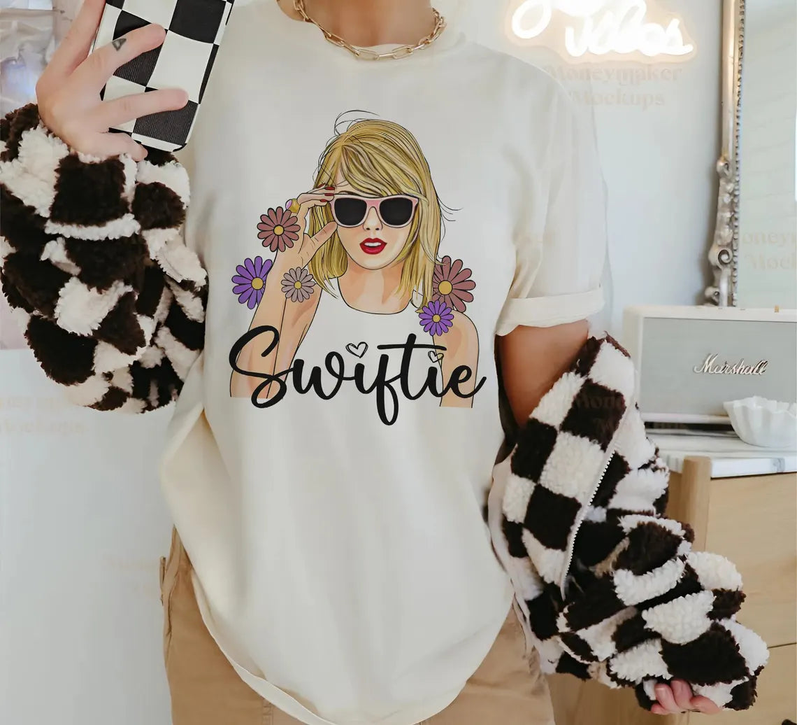 T-shirt à col ras du cou et capuche Taylor The Eras Tour Flower Little Swiftie, HP-099