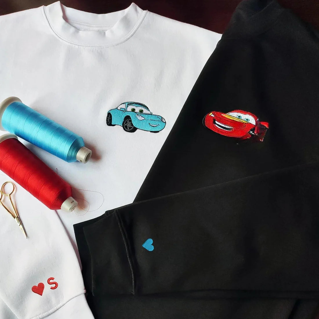 Embroidered Lovely Car Couple Characters T-Shirt,Crewneck,Hoodie,TS-C-468