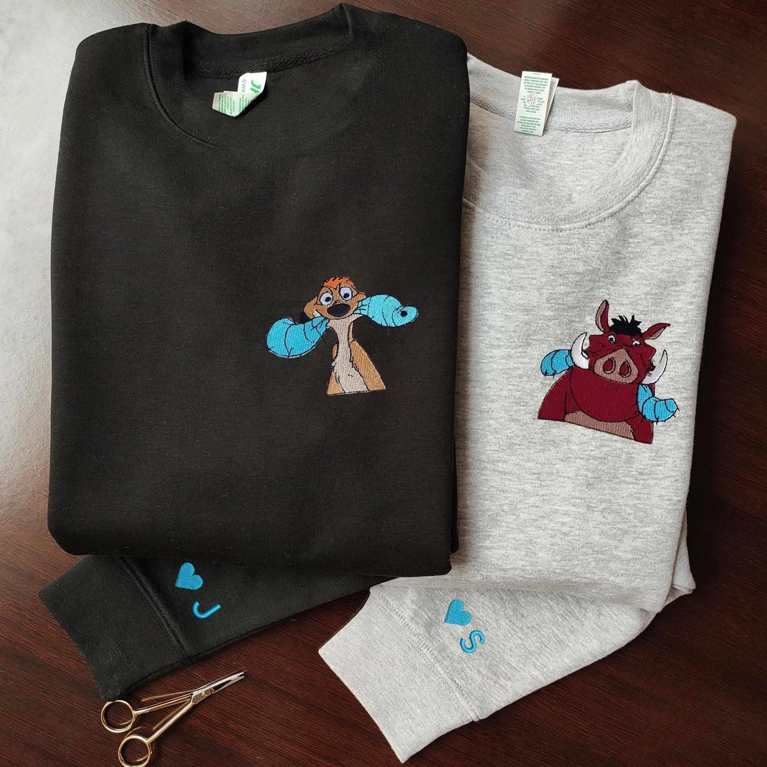 Embroidered Best Friends Animal Couple Character T-Shirt,Crewneck,Hoodie,TS-C-466