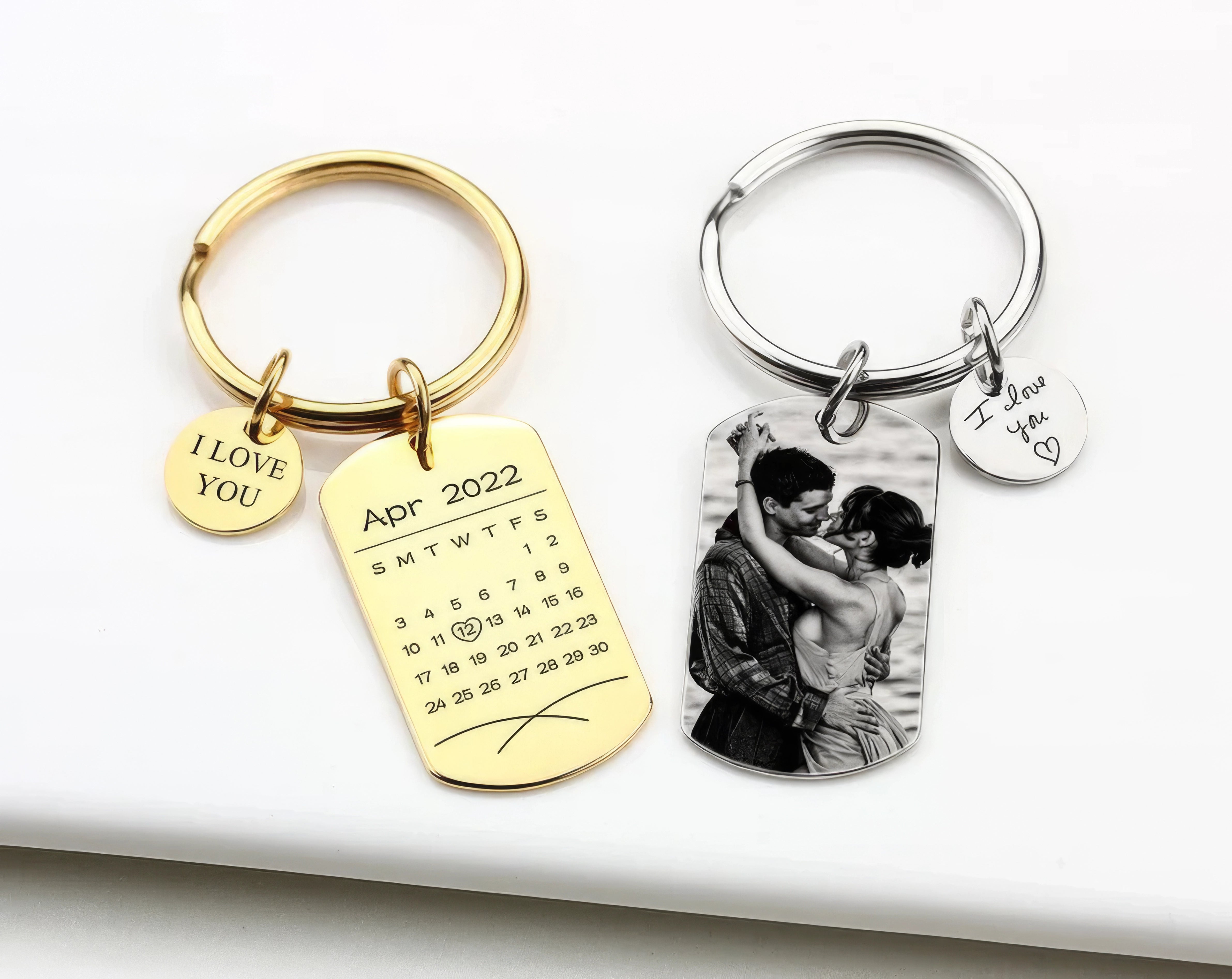 Custom Calendar Dog Tag with Disc Keychain Engraved Name Souvenir,J-A-302