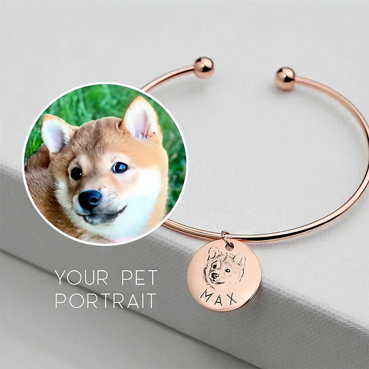 Custom Pet Portrait From Photo Cuff Bracelet,Personalized Jewelry For Pet Lovers,J-A-272