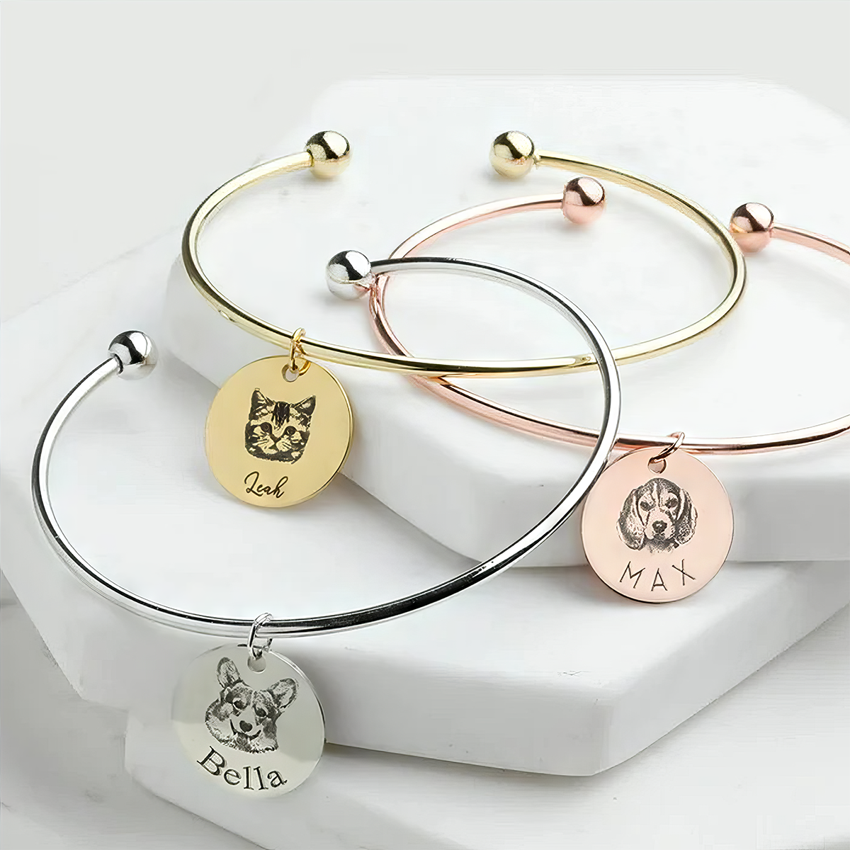 Custom Pet Portrait From Photo Cuff Bracelet,Personalized Jewelry For Pet Lovers,J-A-272