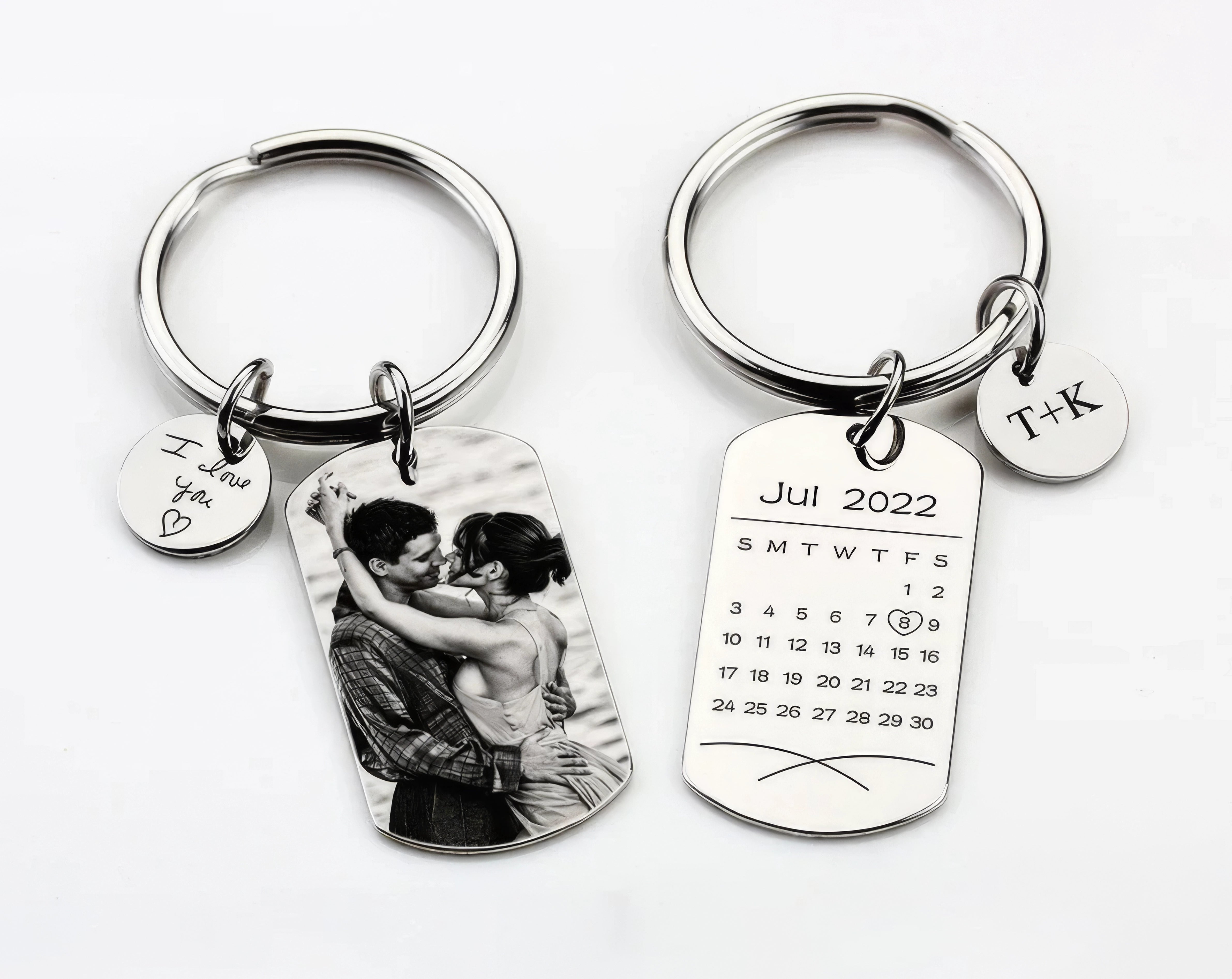 Custom Calendar Dog Tag with Disc Keychain Engraved Name Souvenir,J-A-302