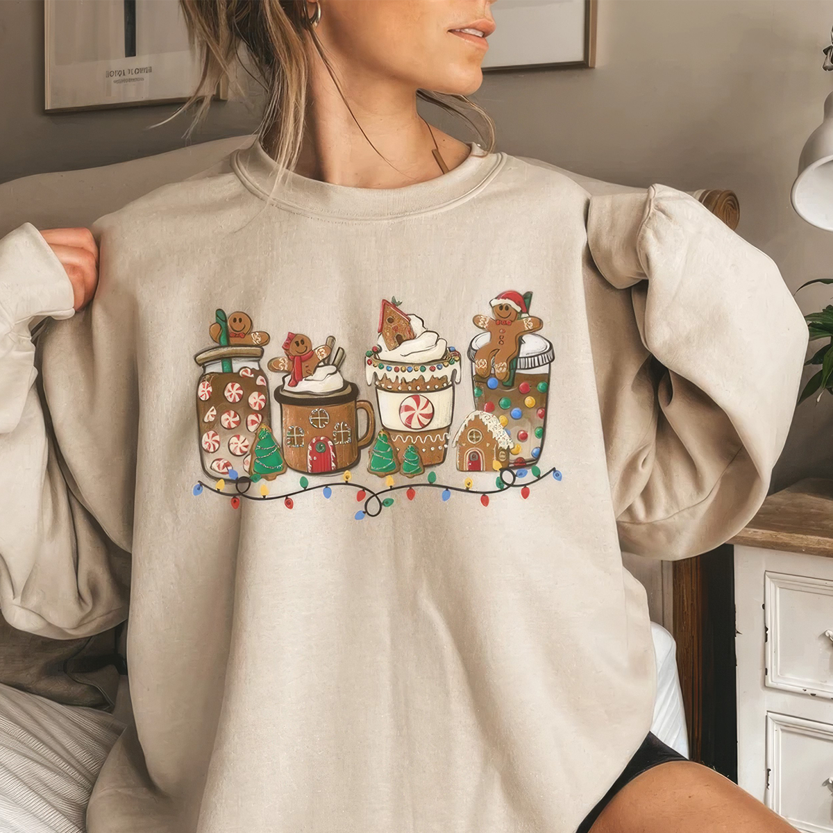 Gingerbread Christmas Coffee T-Shirt,Crewneck,Hoodie,Coffee Lover Gift,TS-C-692