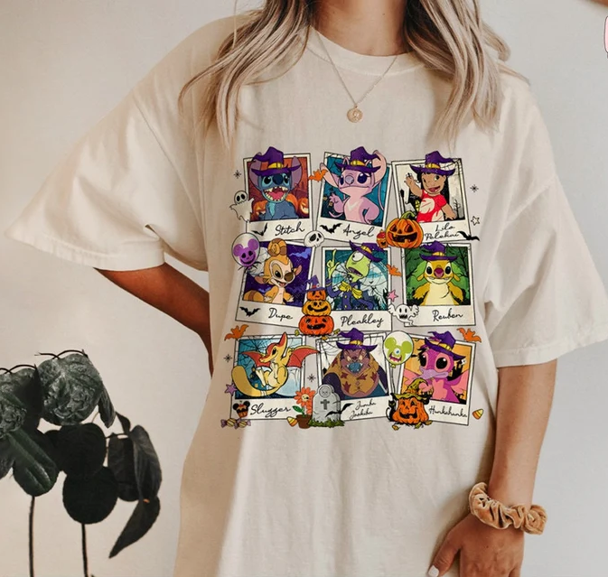 Stitch And Friends Retro Halloween Party T-Shirt,Crewneck,Hoodie,H-C-185