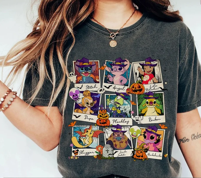 Stitch And Friends Retro Halloween Party T-Shirt,Crewneck,Hoodie,H-C-185