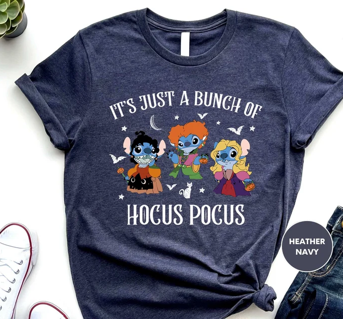 It's Just A Bunch Of Hocus Pocus Halloween Stitch T-Shirt,Crewneck,Hoodie,H-C-188