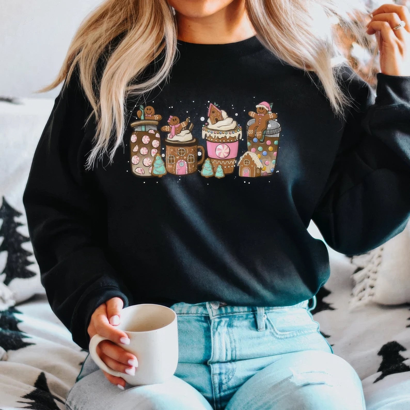 Gingerbread Christmas Coffee Women Holiday Gift T-Shirt,Crewneck,Hoodie,TS-C-694