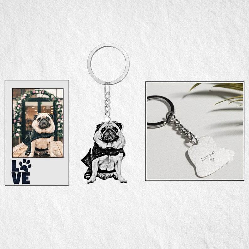 Custom Trendy Pet Photo Keychain,Cat Picture Keychains Gift,J-A-267