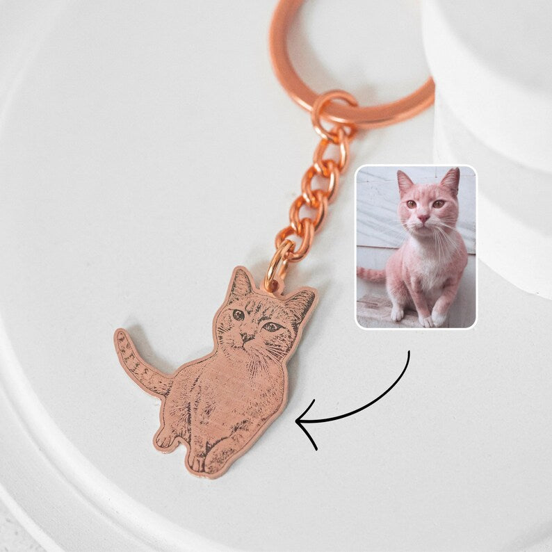 Custom Trendy Pet Photo Keychain,Cat Picture Keychains Gift,J-A-267