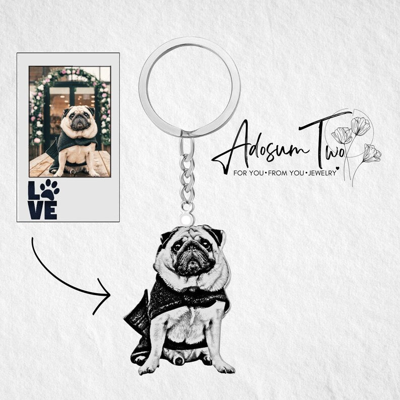 Custom Trendy Pet Photo Keychain,Cat Picture Keychains Gift,J-A-267