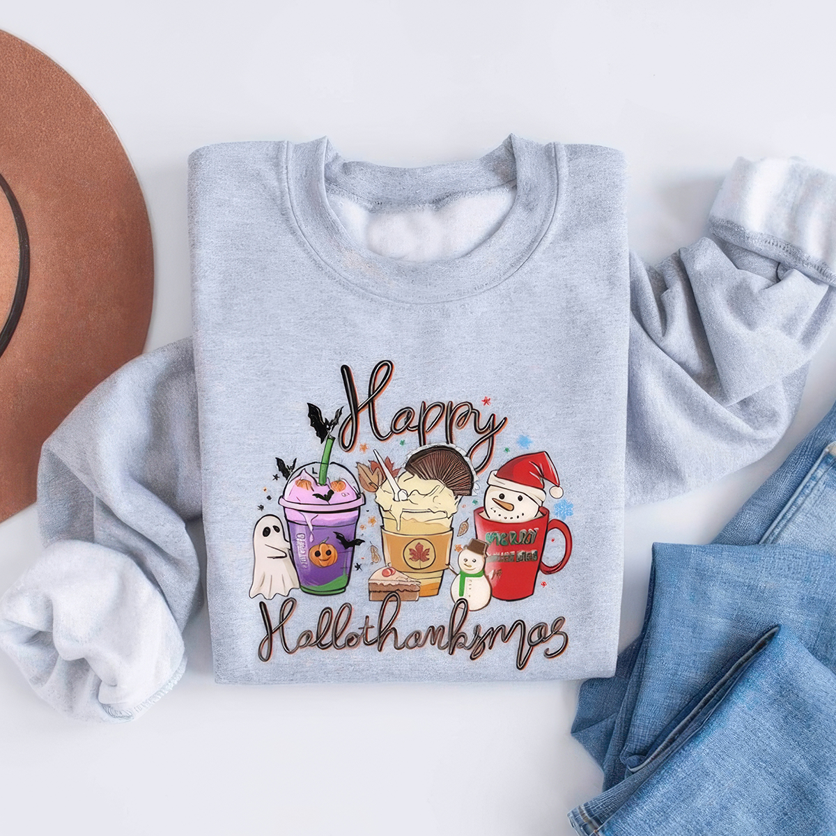 Happy Hallo ThanksMas Holiday Season Christmas T-Shirt,Crewneck,Hoodie,TS-C-661