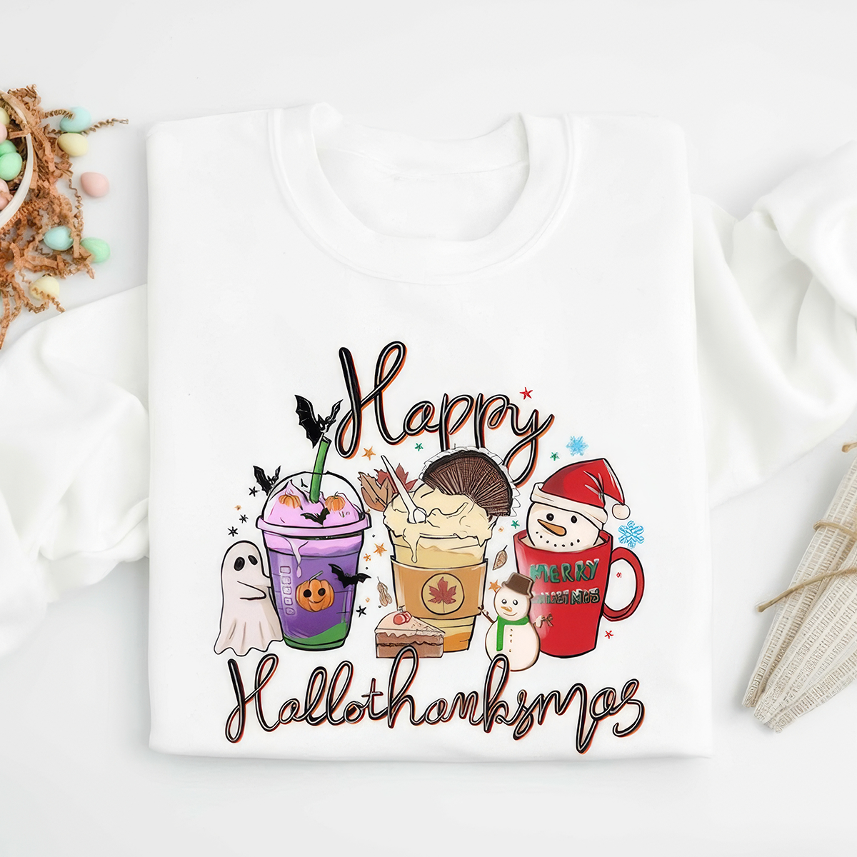 Happy Hallo ThanksMas Holiday Season Christmas T-Shirt,Crewneck,Hoodie,TS-C-661