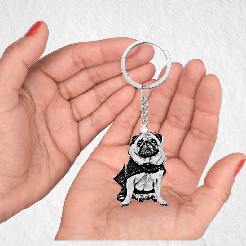 Custom Trendy Pet Photo Keychain,Cat Picture Keychains Gift,J-A-267