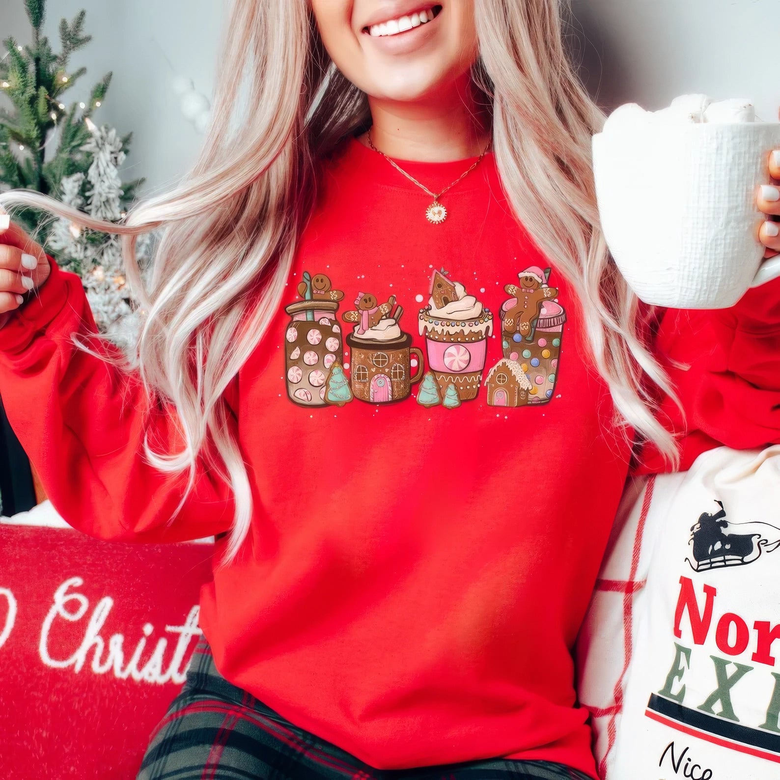 Gingerbread Christmas Coffee Women Holiday Gift T-Shirt,Crewneck,Hoodie,TS-C-694