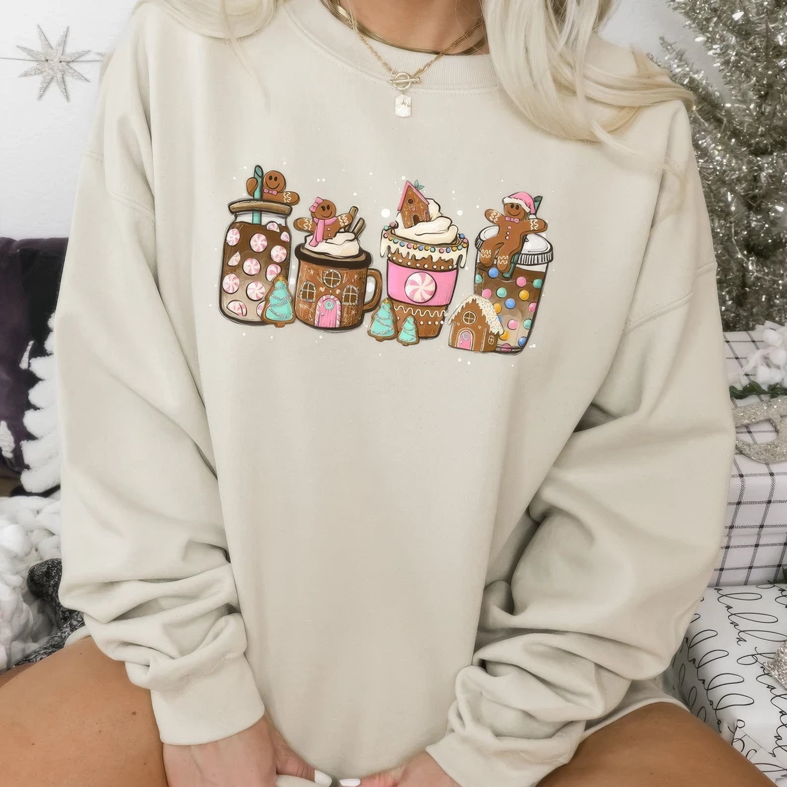 Gingerbread Christmas Coffee Women Holiday Gift T-Shirt,Crewneck,Hoodie,TS-C-694