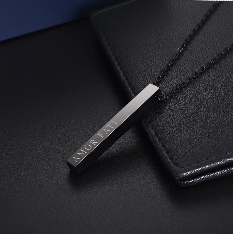 Engraved Vertical Bar Necklace,Stainless Steel Inspiration For Gift,J-A-295