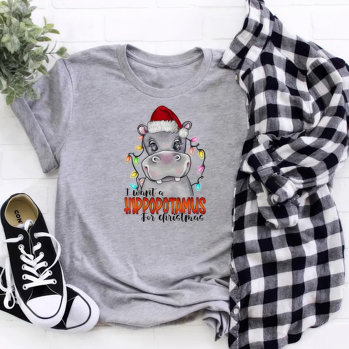 I Want A Hippopotamus For Christmas Shirt,Hippo Christmas Lights Crewneck,Hoodie,TS-C-659