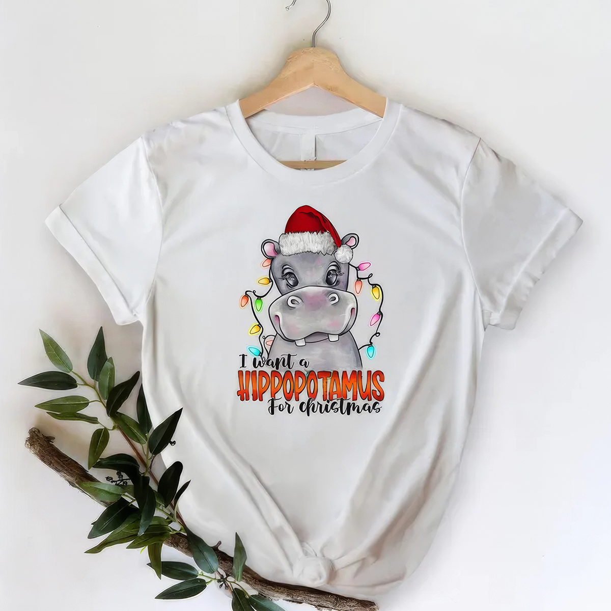 I Want A Hippopotamus For Christmas Shirt,Hippo Christmas Lights Crewneck,Hoodie,TS-C-659