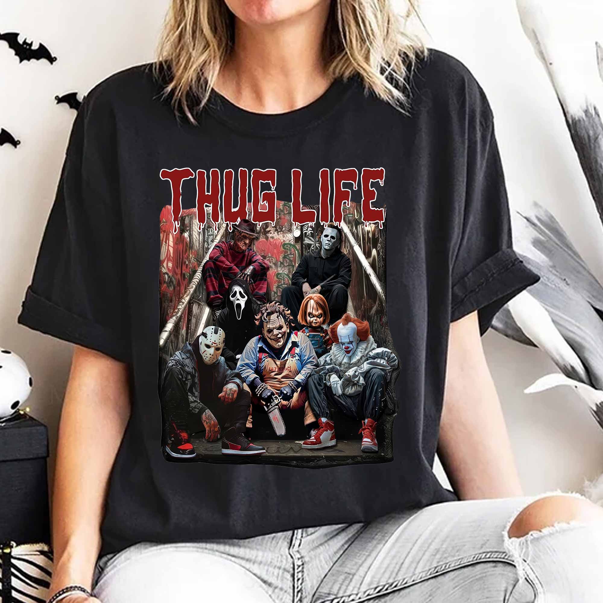 Thug Life Halloween Horror Ver 9 – T-shirt, col ras du cou, sweat à capuche, TS-C-076