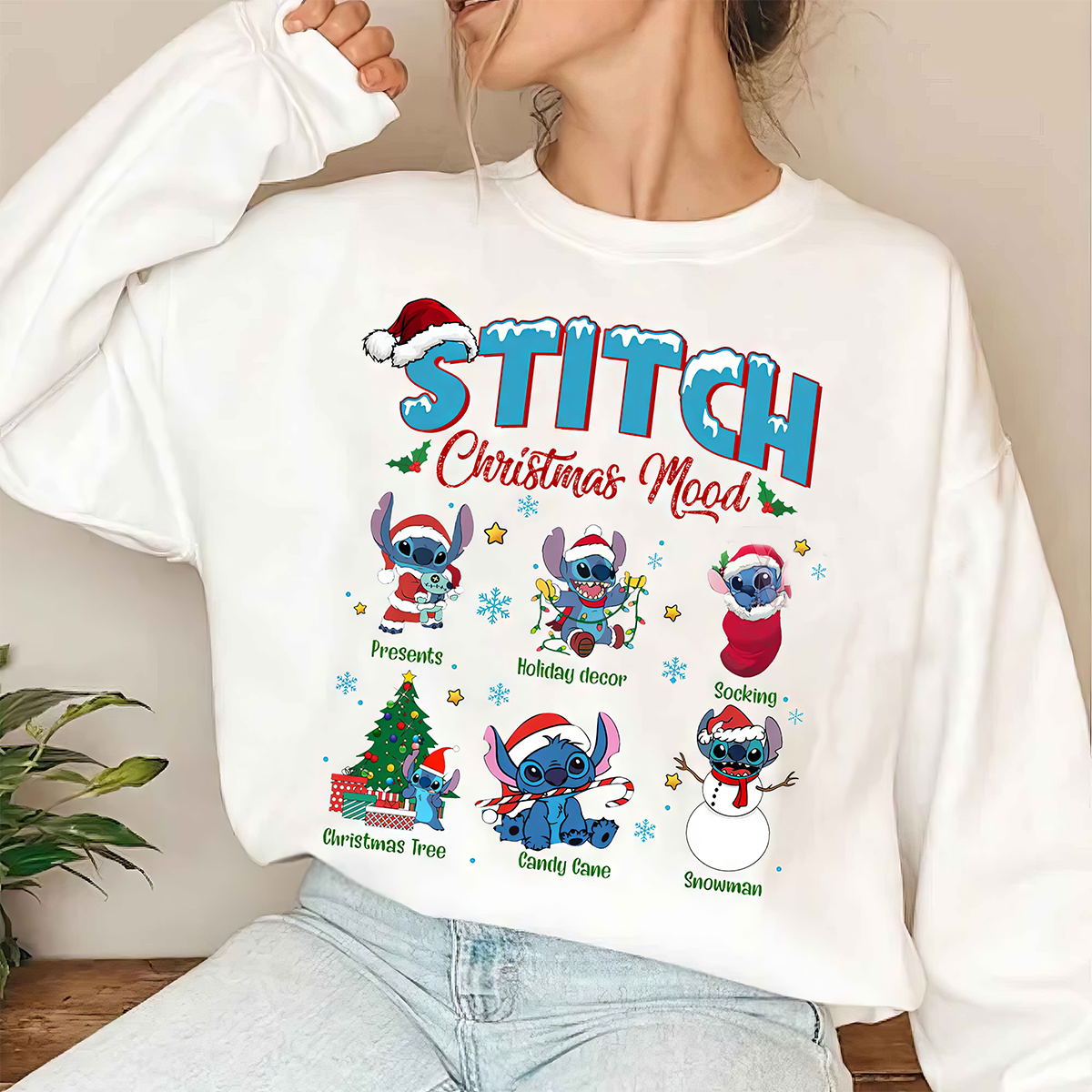 Stitch Christmas Mood T-Shirt,Crewneck,Hoodie For Gift,TS-C-417