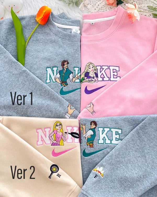 Rapunzel & Flynn Rider (Tangled) (Full version) Embroidered T-shirt,Crewneck,Hoodie,H-N-042