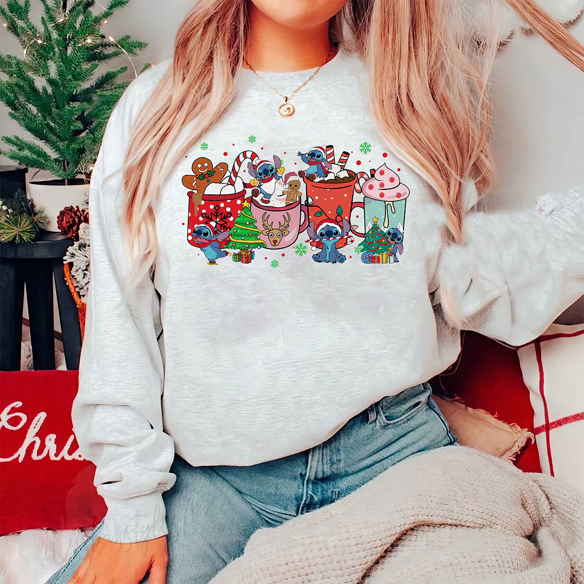 Stitch And Friends Christmas Coffee Cups T-Shirt,Crewneck,Hoodie,TS-C-412