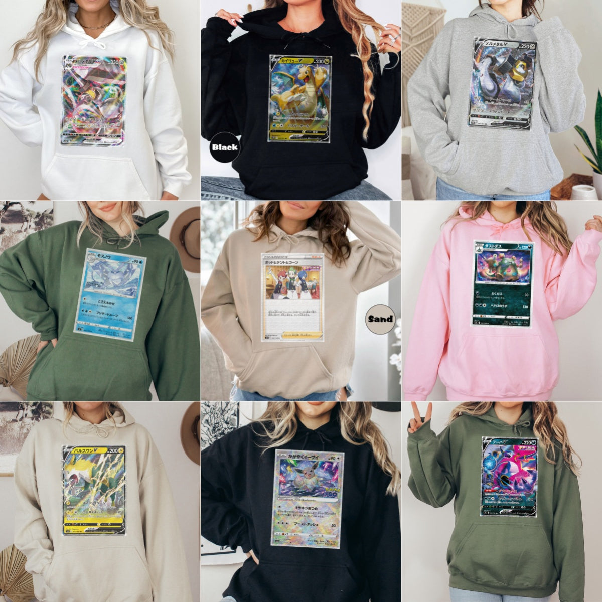 Personalized Pokémon Fabric Trading Card Y3 Patch Suture Unisex Hoodie,Perfect Gift for Fans Friends,P-H-09