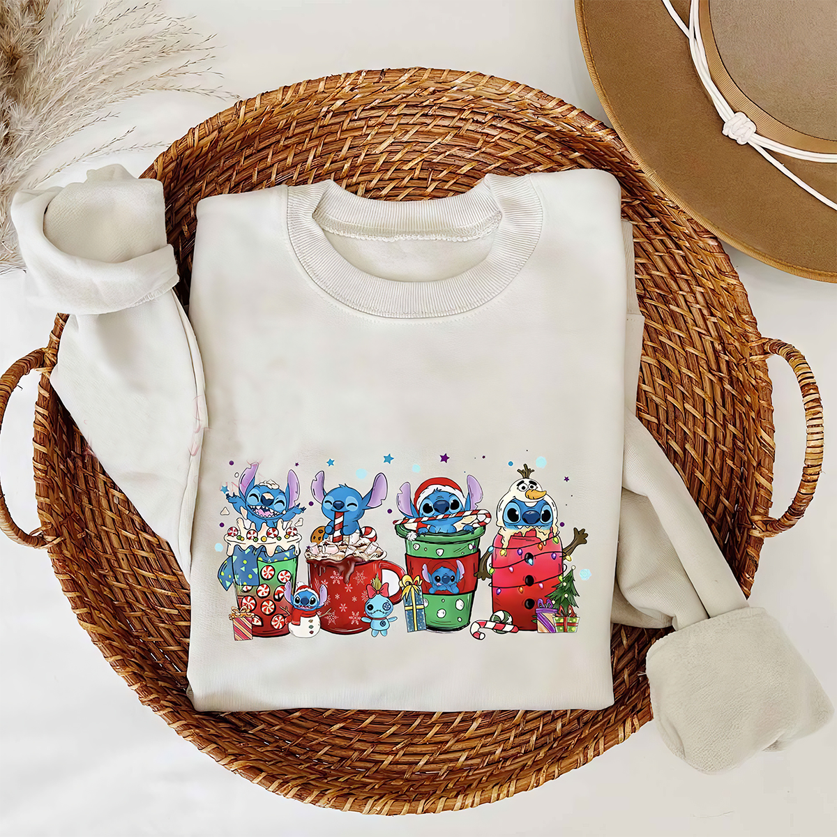 Stitch Coffee Lovers Christmas Santa T-Shirt,Crewneck,Hoodie,TS-C-402