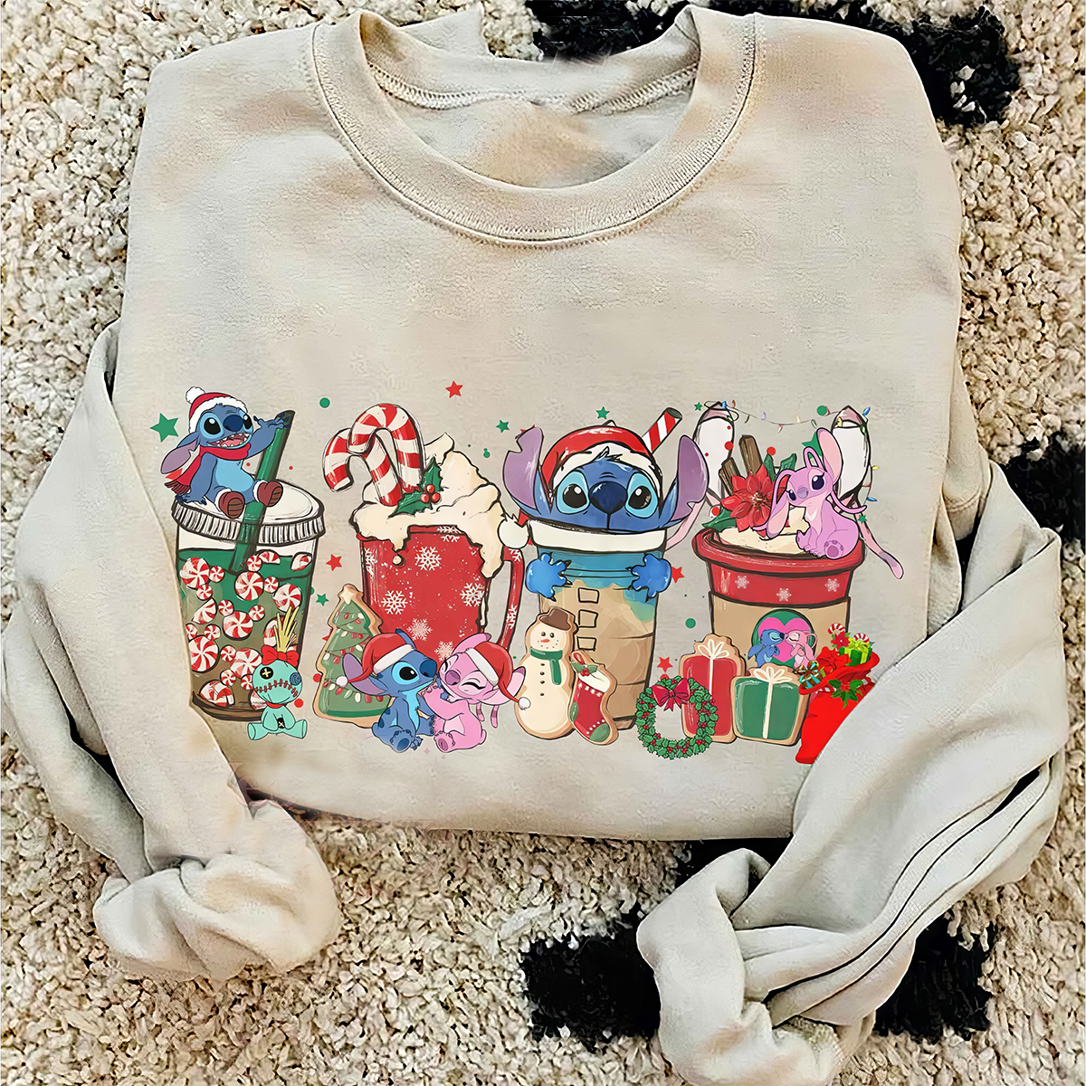 Stitch Coffee Cups Christmas T-Shirt,Crewneck,Hoodie,TS-C-409