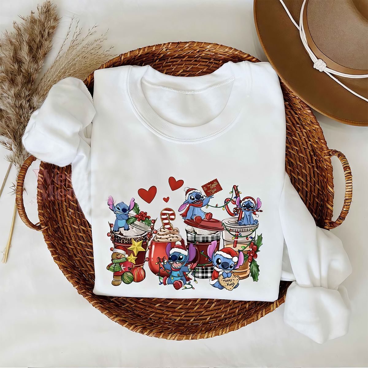 Stitch Coffee Christmas Santa T-Shirt,Crewneck,Hoodie,TS-C-401