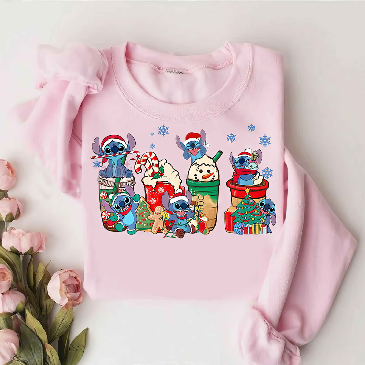 Stitch Coffee Cups Lovers Christmas T-Shirt,Crewneck,Hoodie,TS-C-407