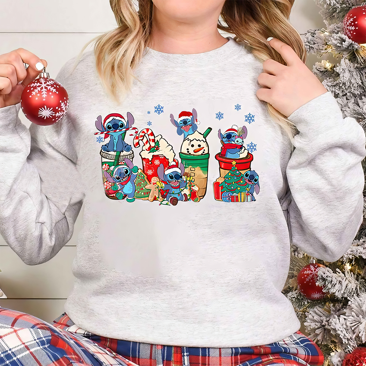 Stitch Coffee Cups Lovers Christmas T-Shirt,Crewneck,Hoodie,TS-C-407