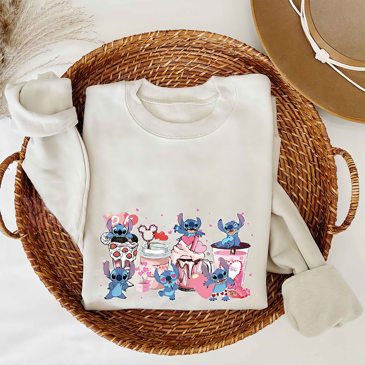 Stitch Coffee Cups Pink Blue Christmas T-Shirt,Crewneck,Hoodie,TS-C-405