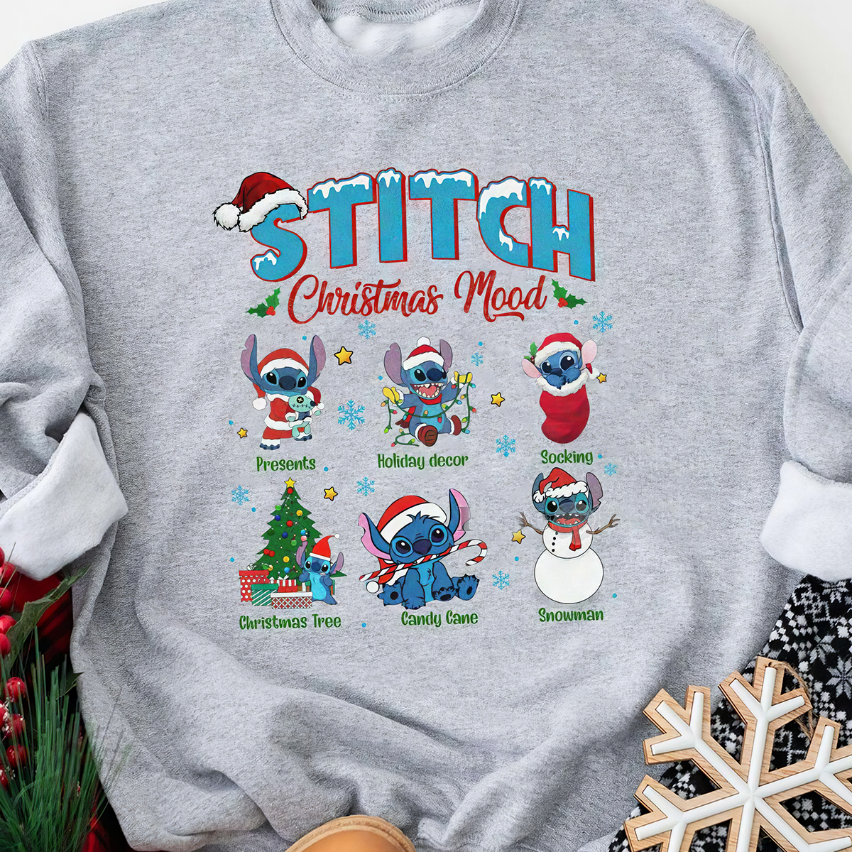 Stitch Christmas Mood T-Shirt,Crewneck,Hoodie For Gift,TS-C-420