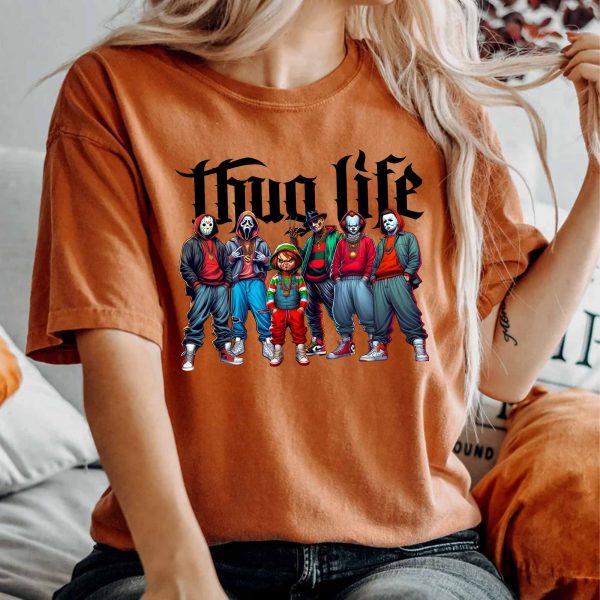 Sweat à capuche avec personnages d'horreur d'Halloween THUG LIFE, TS-C-103