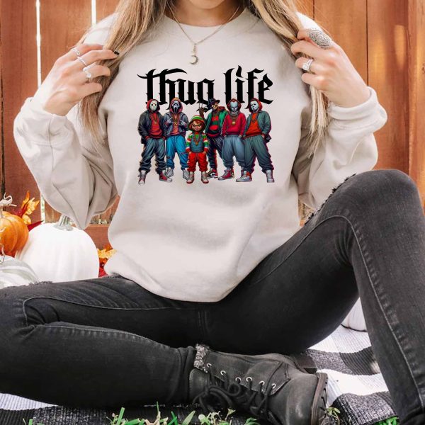 Sweat à capuche avec personnages d'horreur d'Halloween THUG LIFE, TS-C-103