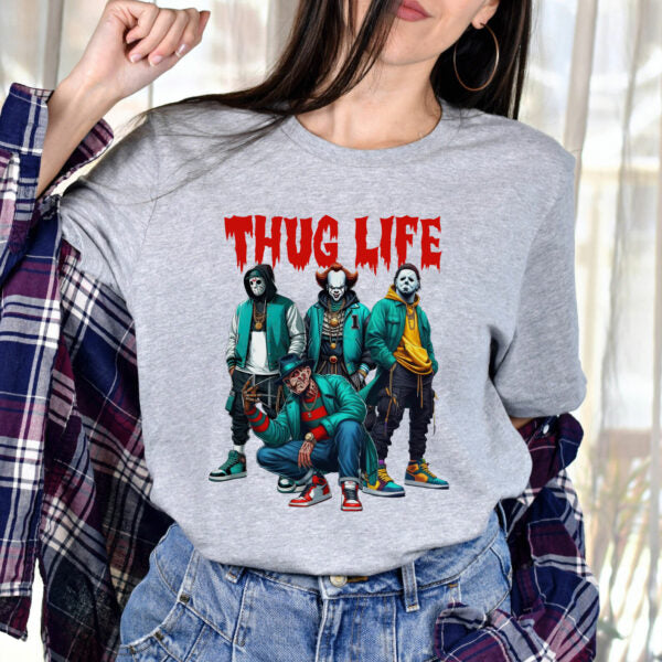 Sweat à capuche avec personnages d'horreur d'Halloween THUG LIFE, TS-C-103