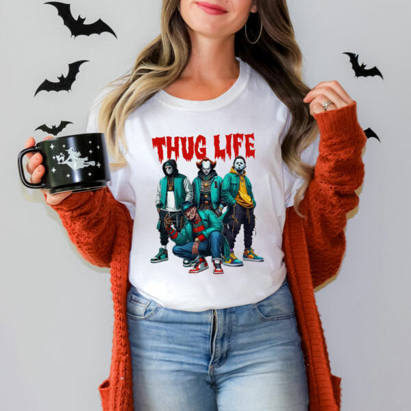 Sweat à capuche avec personnages d'horreur d'Halloween THUG LIFE, TS-C-103