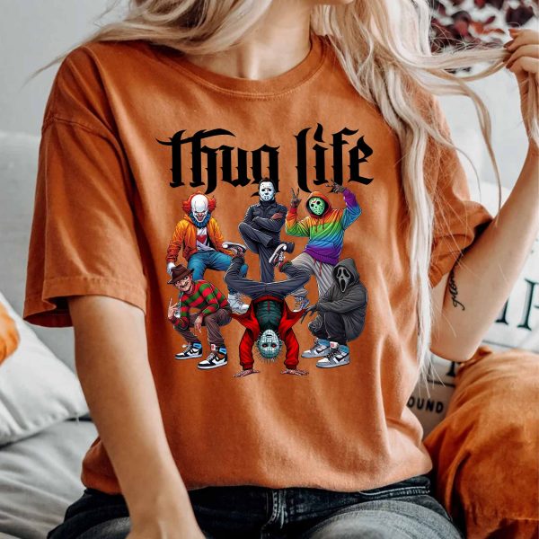 Sweat à capuche avec personnages d'horreur d'Halloween THUG LIFE, TS-C-103