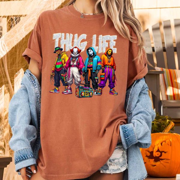 Sweat à capuche avec personnages d'horreur d'Halloween THUG LIFE, TS-C-103