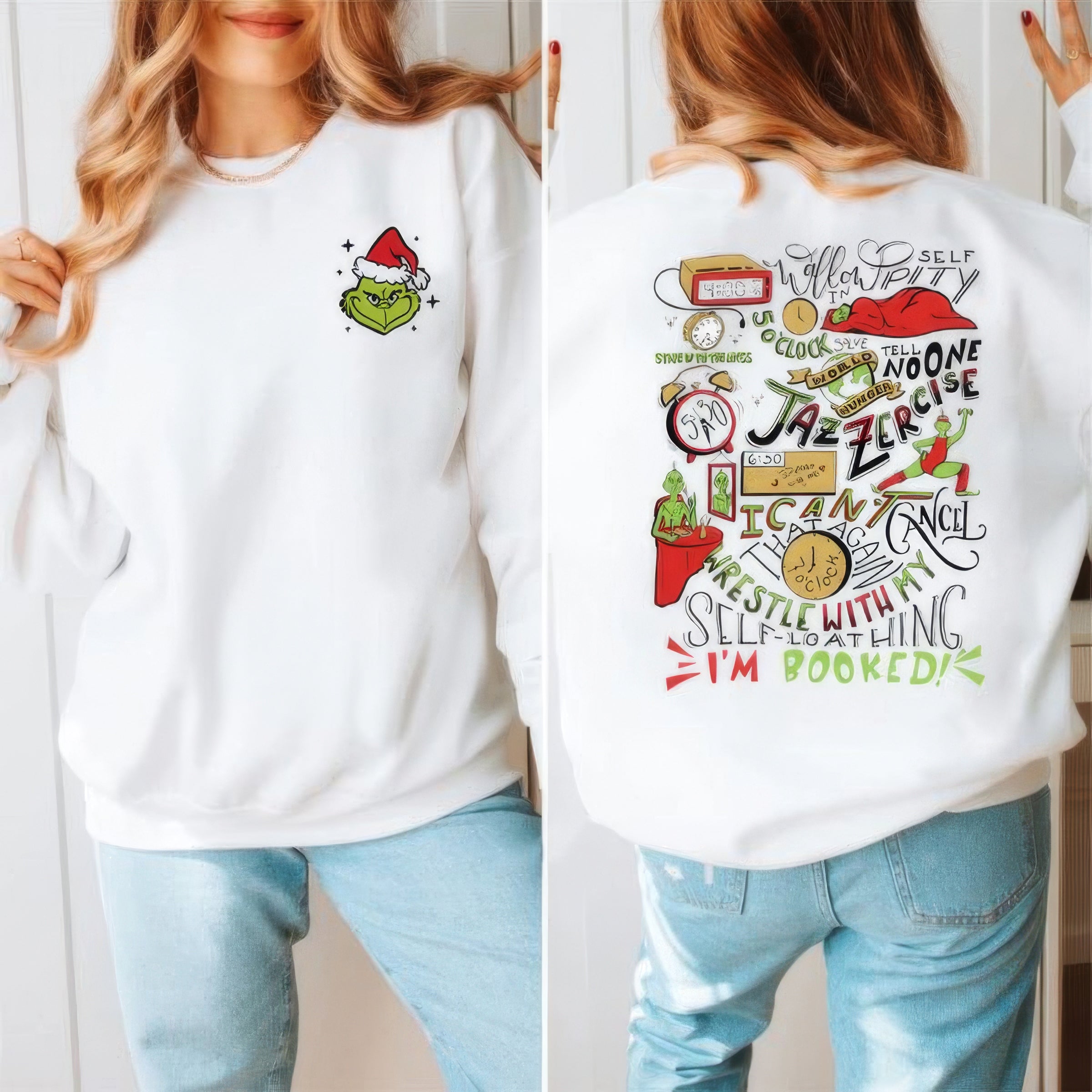 Grinch My Day Im Booked Christmas T-Shirt,Crewneck,Hoodie,H-C-733