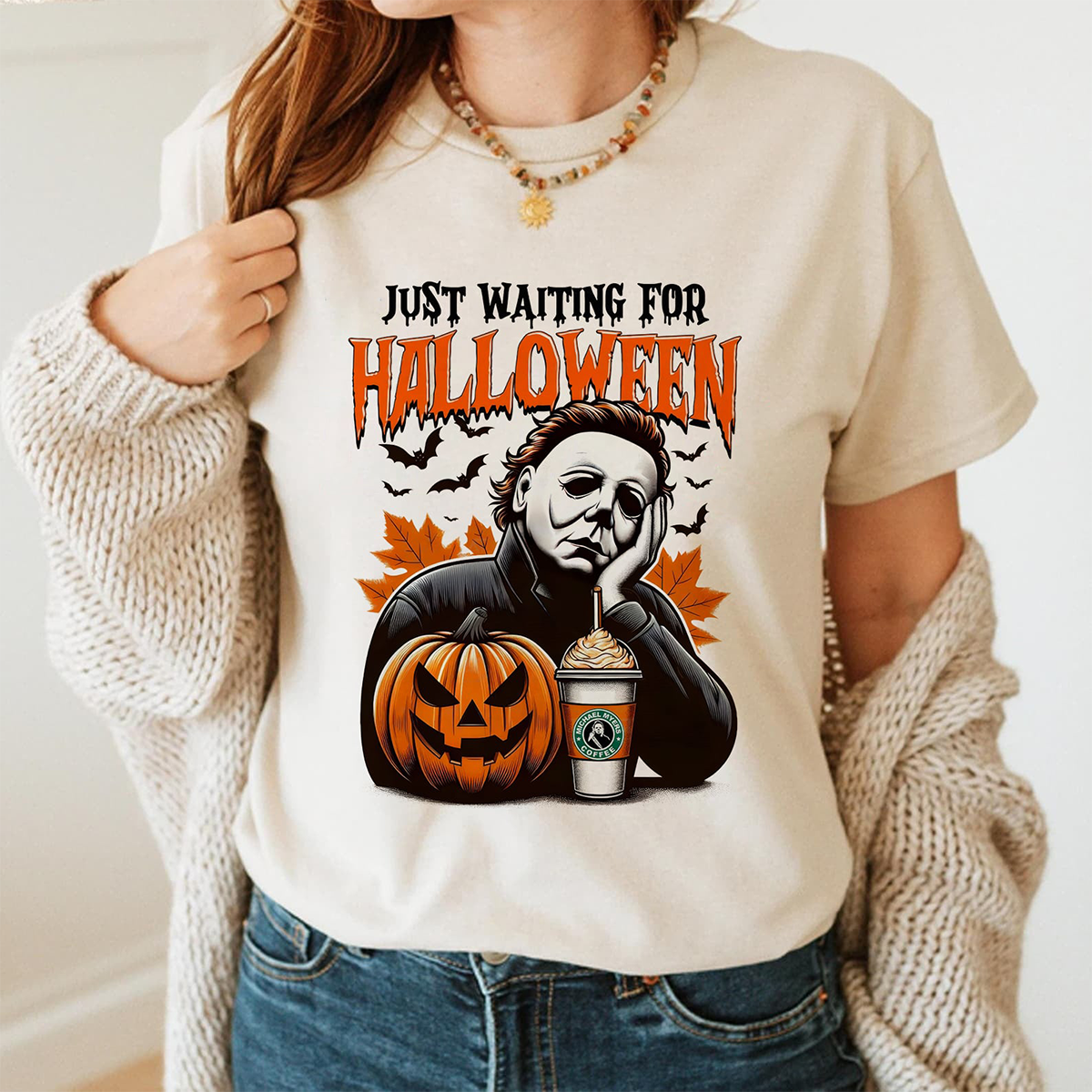 Just Waiting For The Halloween Mychael Myers T-Shirt,Crewneck,Hoodie,TS-C-268