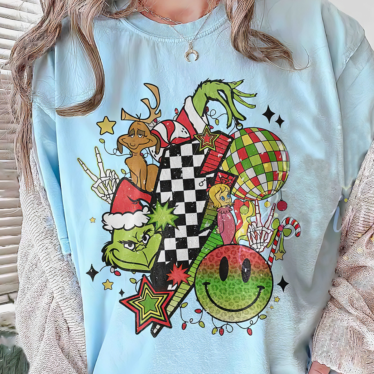 Grinch Retro Ball T-Shirt,Crewneck,Hoodie For Christmas Gift,TS-C-336