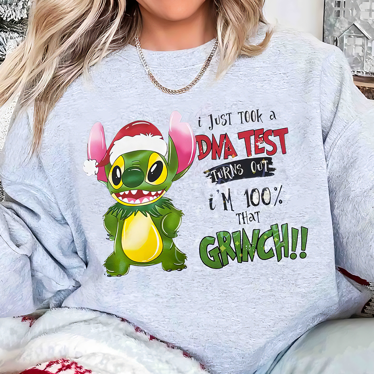 Stitch Xmas DNA Test Grinch T-Shirt,Crewneck,Hoodie,TS-C-423